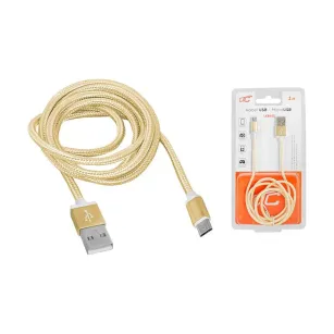 Kabel USB - Micro USB 1m, oplot, złoty, LX8452