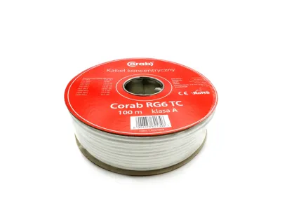 Kabel koncentryczny CORAB RG6 TC 100% CU-CU 1.13, 100m