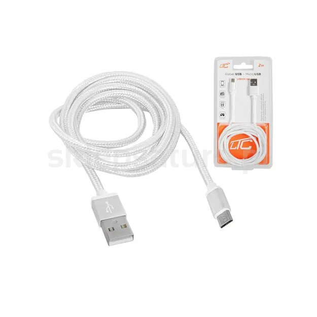 Kabel USB - Micro USB 2m, oplot, LX8451