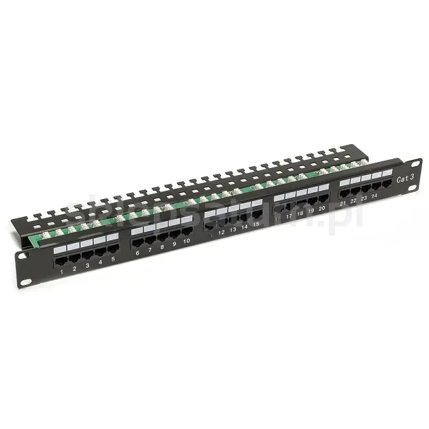 Patch panel 25-portowy, UTP, kat. 3, 1U, 19