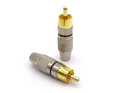 Wtyk RCA złoty/metal, czarny LX0015G