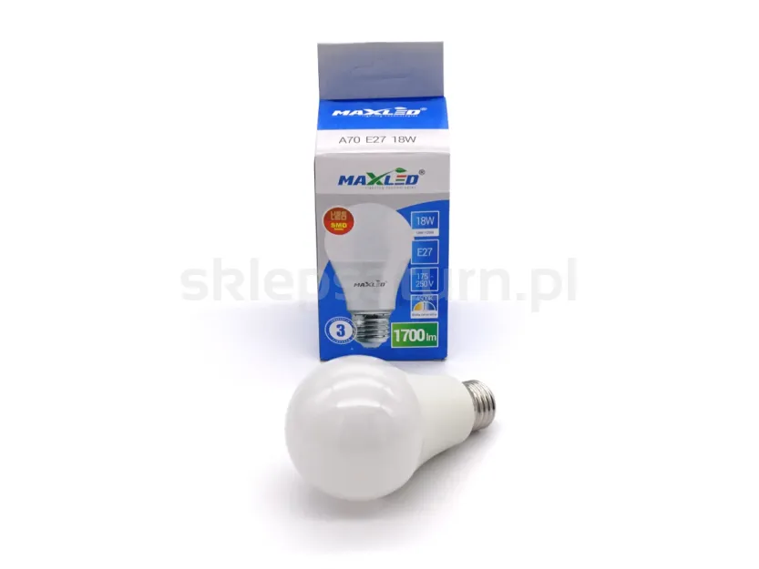 Żarówka MAXLED LED A70 E27 18W 230V 4500K b.neutralna