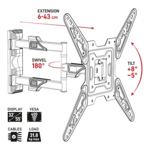 Uchwyt TV/LCD 32 -565" TELE System WM32BB44A, regulowany, 31kg