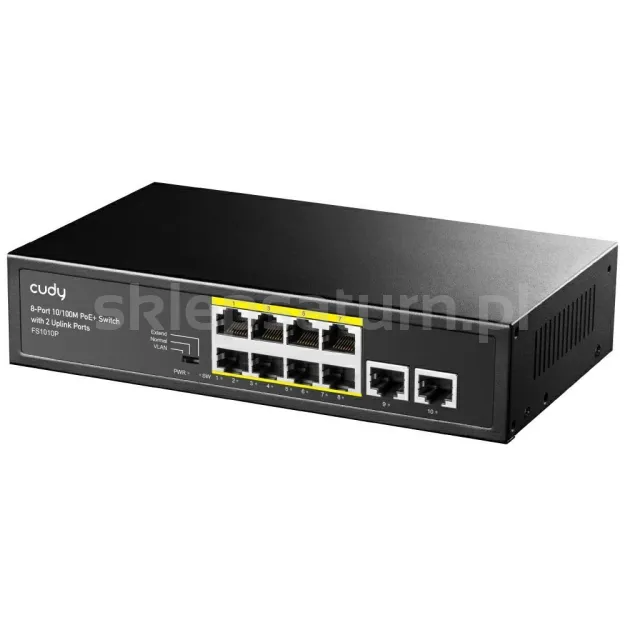 Switch PoE Cudy FS1010P, 8-portowy (8x FE, 2x  Uplink)