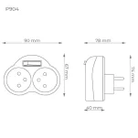 Rozgałężnik elektryczny z włącznikiem, 2 gniazda z uziemieniem, DPM P904W, biały