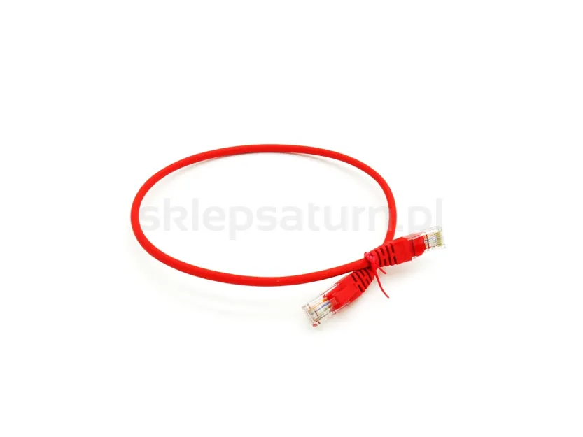 Patchcord UTP-5e 0,5m, czerwony