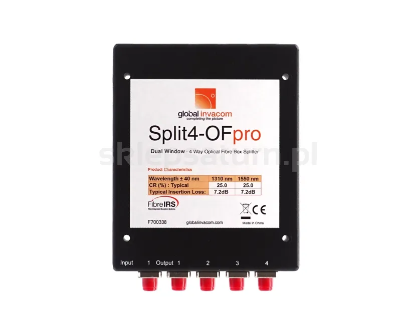 Splitter optyczny 1/4 Global Invacom Split4-OFpro FC/PC 6,9 dB PLC ABS