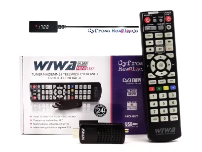 Tuner DVB-T2 WIWA H.265 MINI z wyświetlaczem