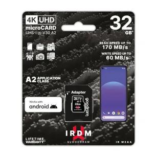 Karta pamięci microSD 32GB GOODRAM + adapter, V30 A2, IRDM32